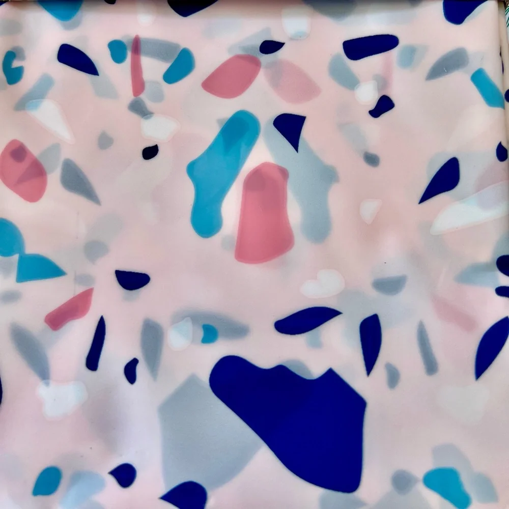 Pink & Blue Terazzo Mosaics Peva Shower Curtain